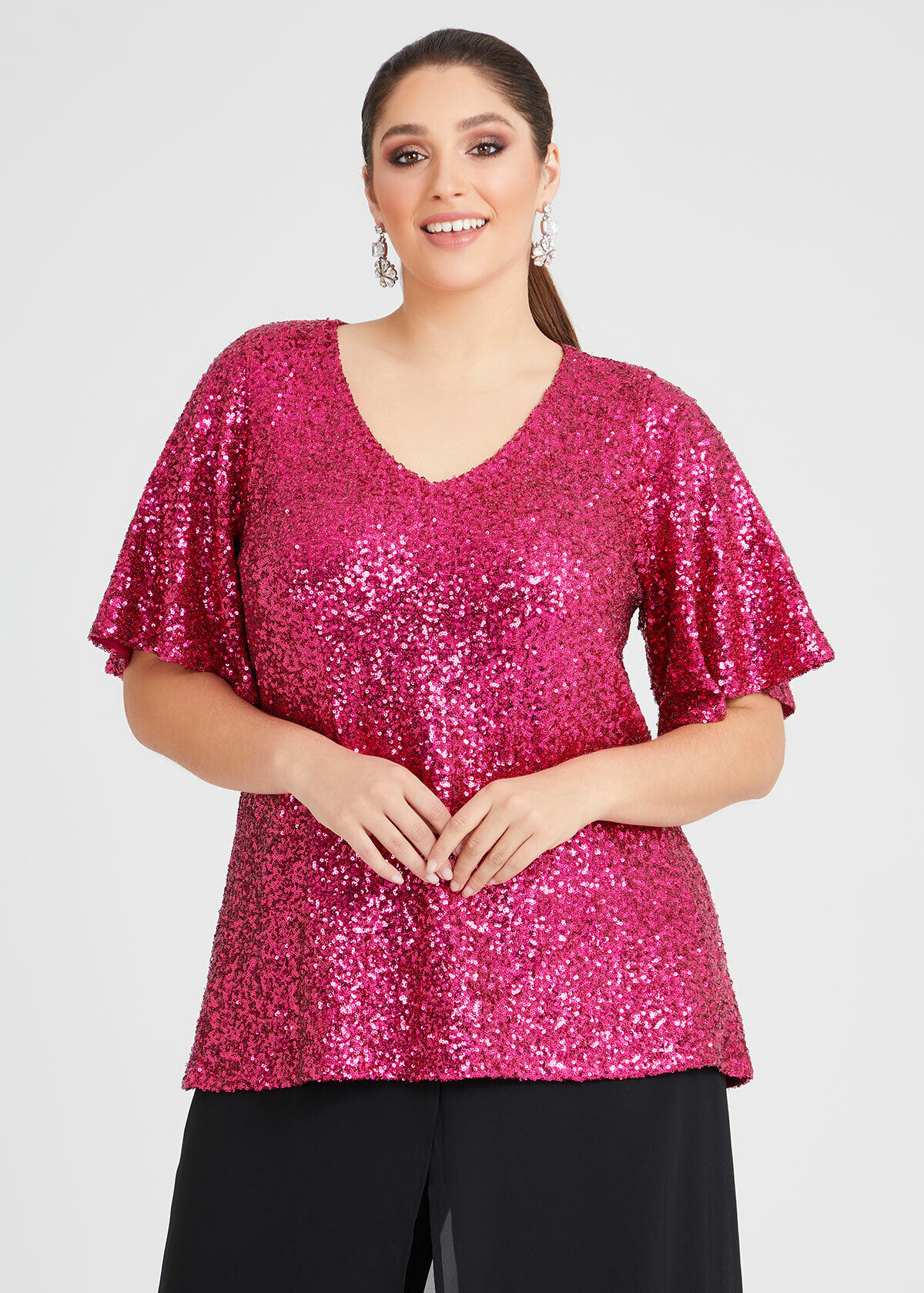 Shop Plus Size Sparkle Sequin Lined Top in Pink Taking Shape AU