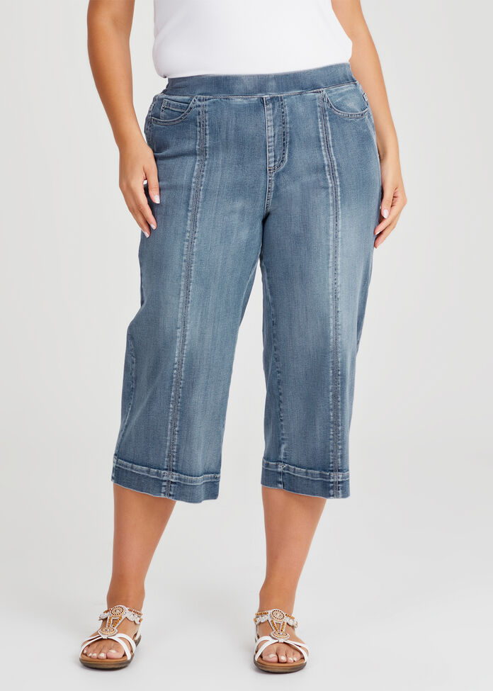 Wide Leg Jeans Cropped Capri Jeans Shop Plus Size Pintuck Wide Leg