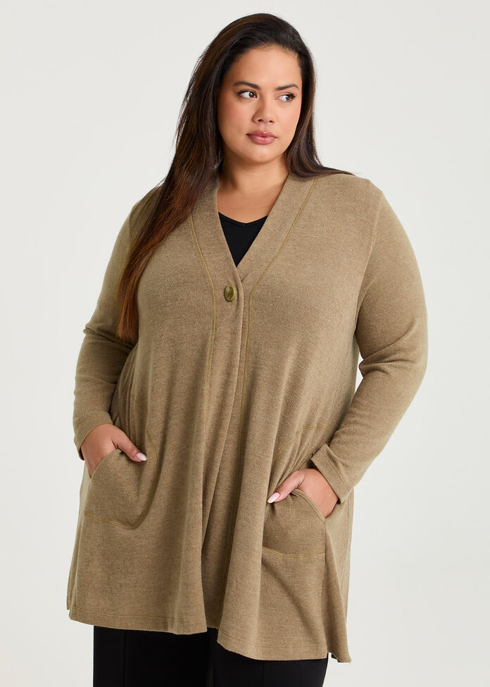 Pleat Back Snug Cardigan, , hi-res