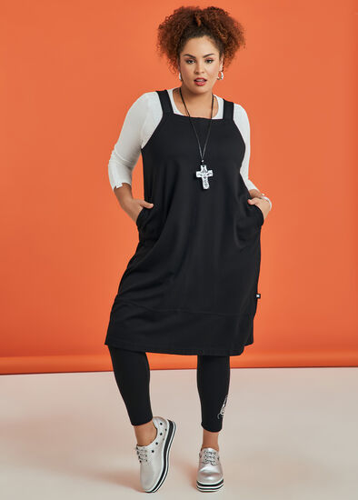 Plus Size Ponte Off Duty Pinafore Dress