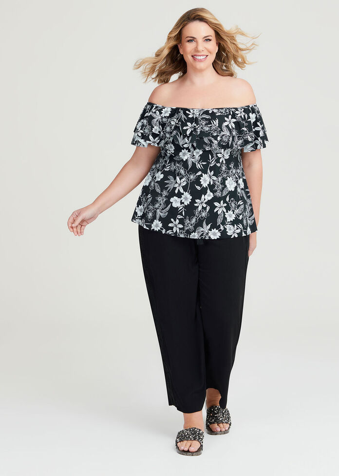 Shop Plus Size Lace Trim Pull On Pant in Black | Sizes 12-30 | Taking ...