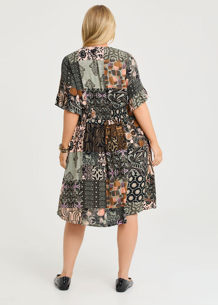 Patchwork Natural Dress, , hi-res