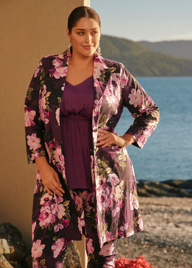 Plus Size Serene Petals Linen Event Jacket