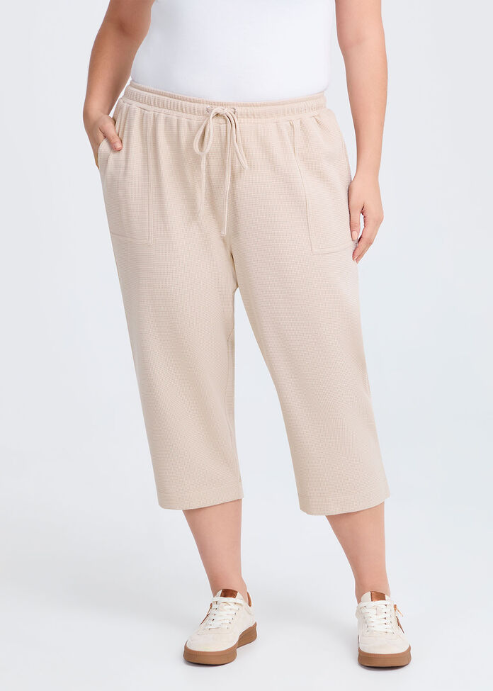 Waffle Pull On Crop Pant, , hi-res