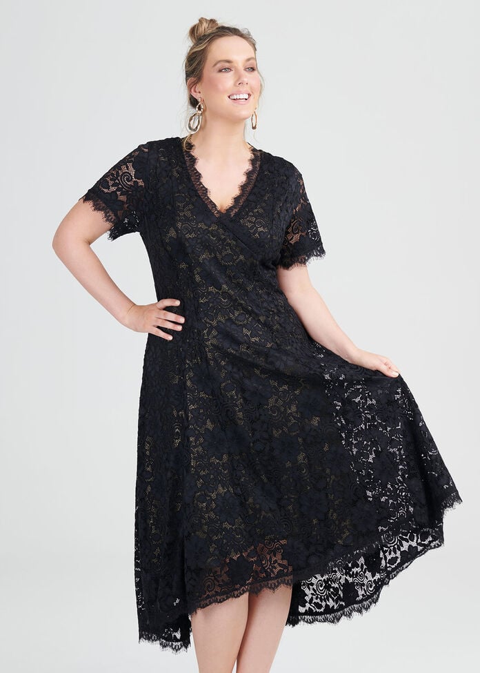 Shop Plus Size Talia Lace Dress in Black | Sizes 12-30 | Taking Shape AU
