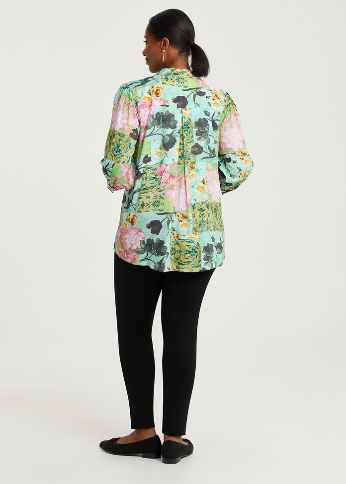 Natural Ivy And Rose Top, PRINT, hi-res