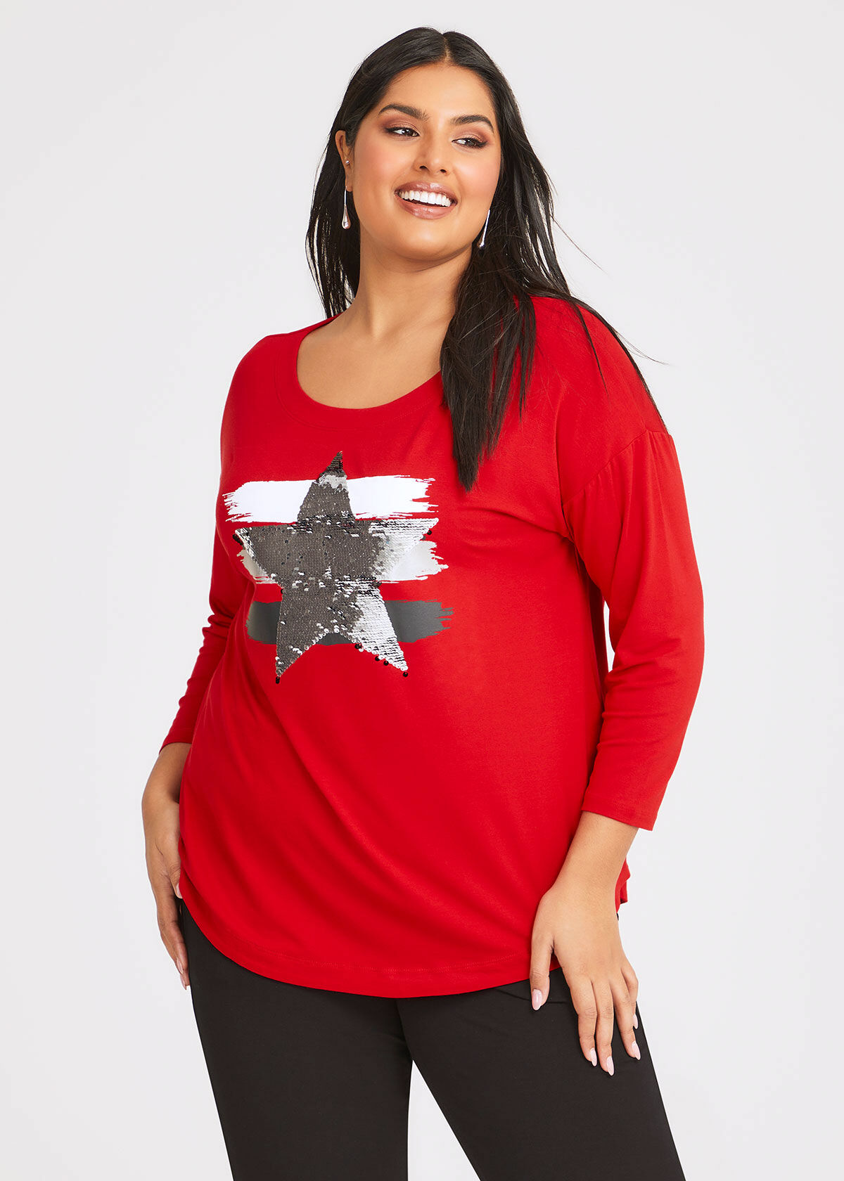 Shop Plus Size Natural Seeing Red Star Top, Red | Taking Shape AU