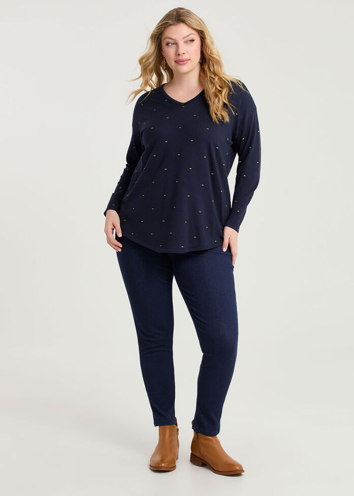 Spot V-neck Jumper, NAVY, hi-res