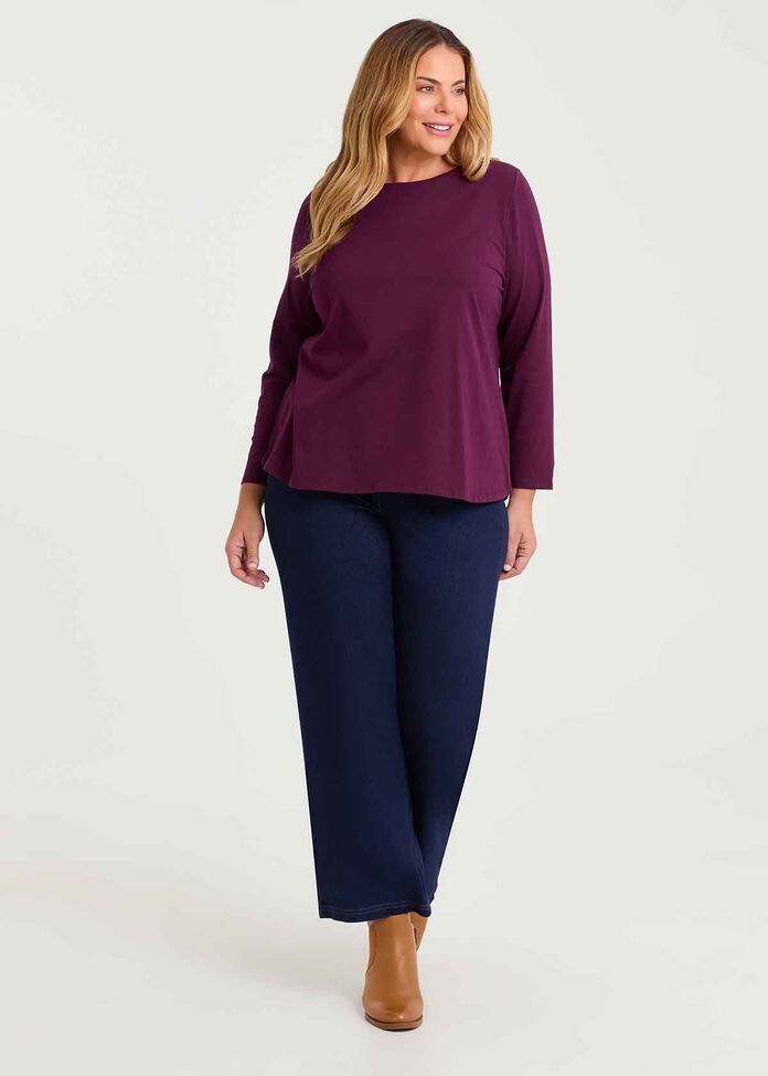 Good Earth Cotton Australian Cotton Boat Neck Top, , hi-res