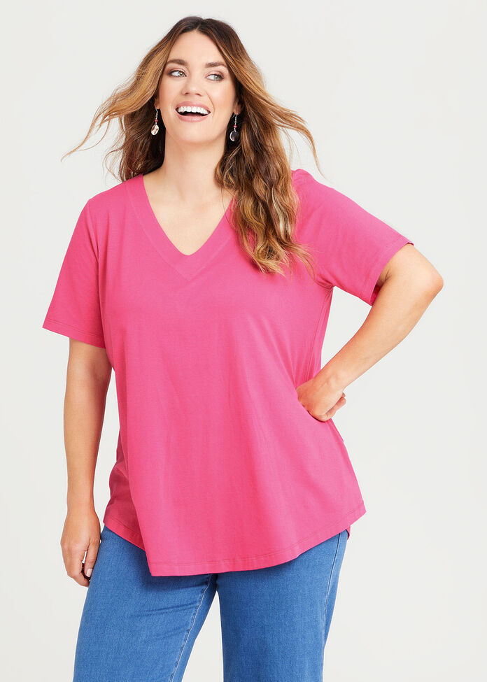 Organic V-neck Swing Basic Tee, , hi-res