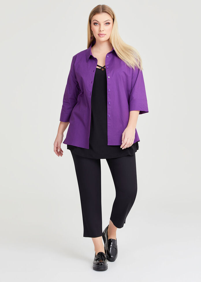 Stretch Cotton Poplin Shirt, , hi-res