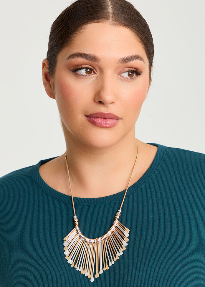 Bohemian Two Tone Paddle Necklace, , hi-res