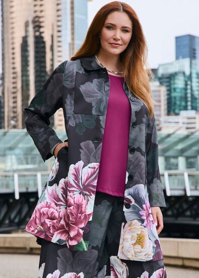 Plus Size Fleur Satin Dress Coat