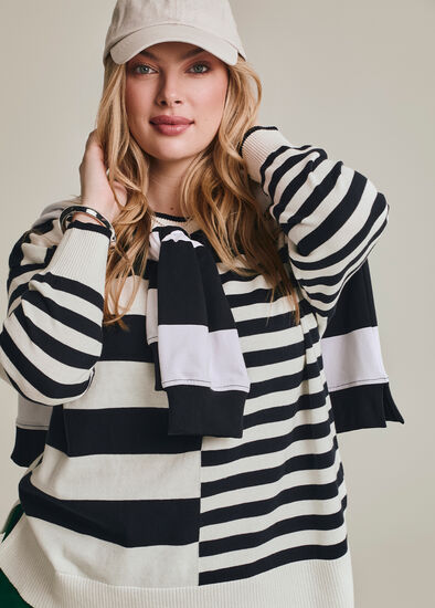 Plus Size Mixed Stripe Crew Neck Jumper