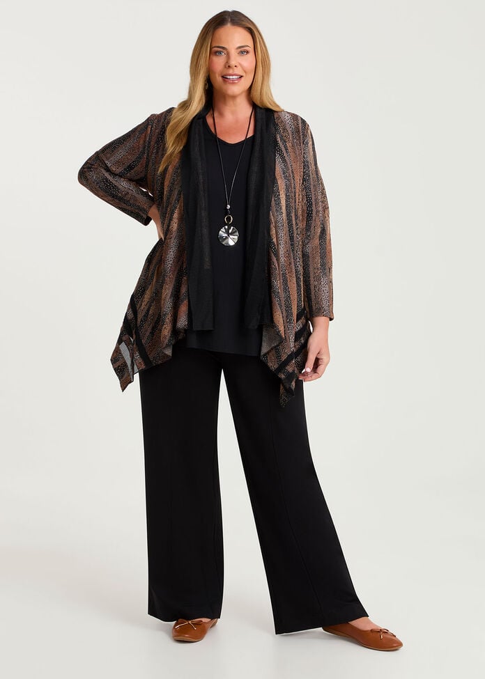 Mesh Trim Burnout Cardigan, , hi-res
