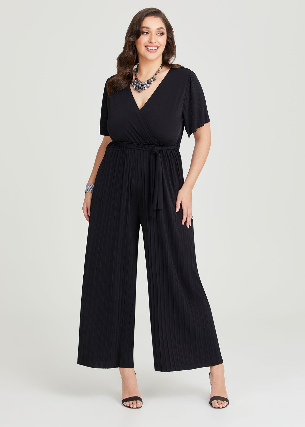 Pleated Wide Leg Jumpsuit