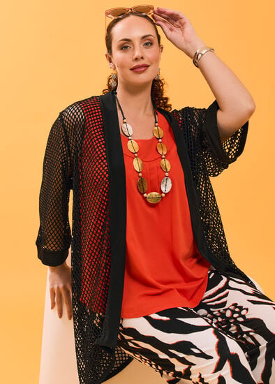 Plus Size Open Mesh Cardigan