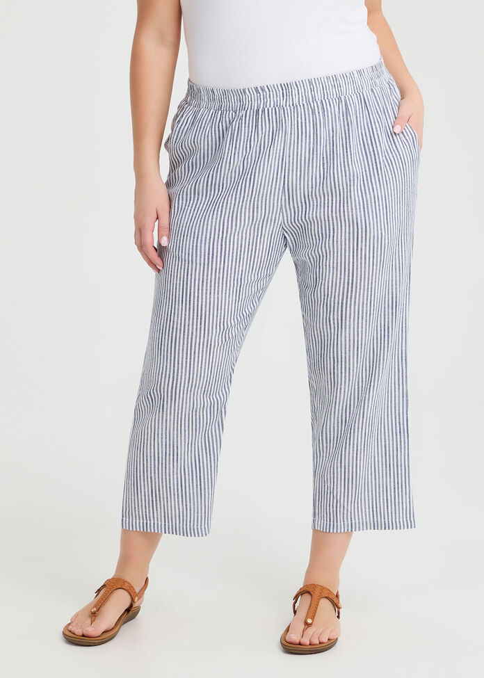 Cotton Linen Crop Pant, , hi-res