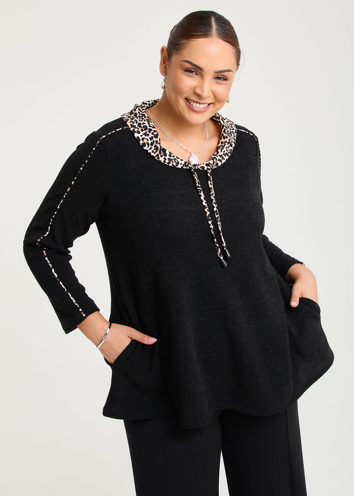 Waffle Snug & Leopard Trim Top, , hi-res