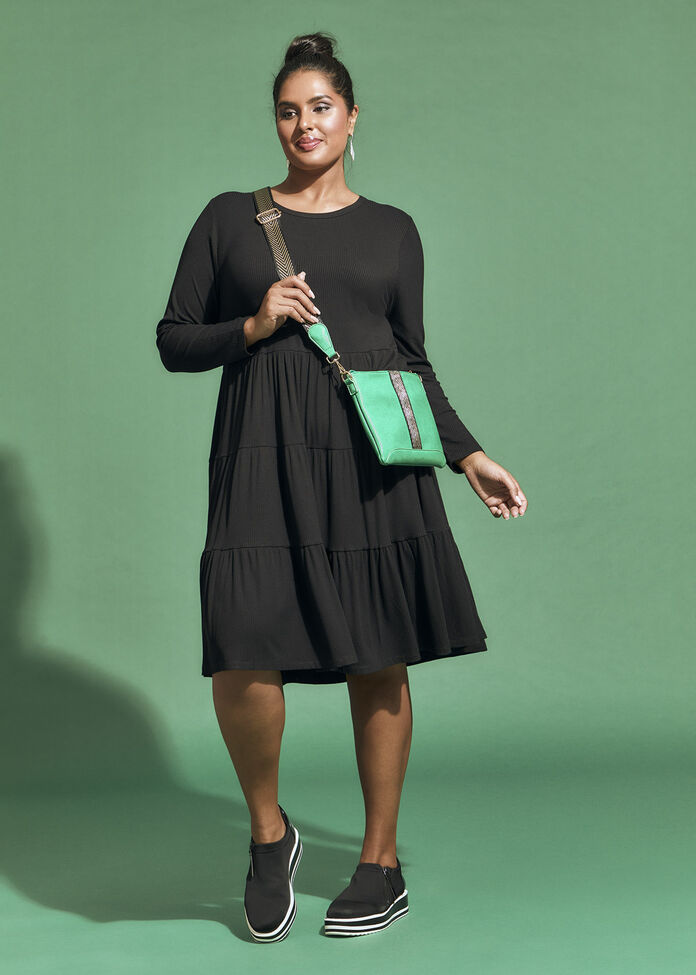 Mini Rib Tiered Dress, , hi-res