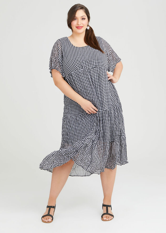 Chiffon Check Maxi Dress, , hi-res