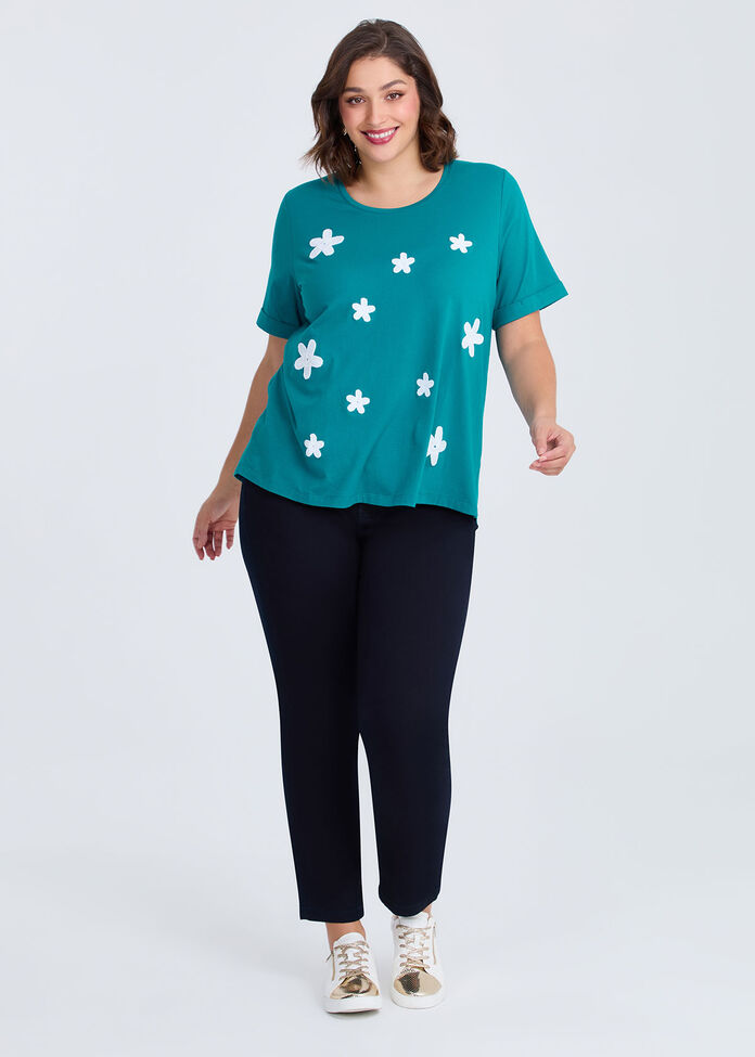 Cotton Crochet Flower T-shirt, , hi-res