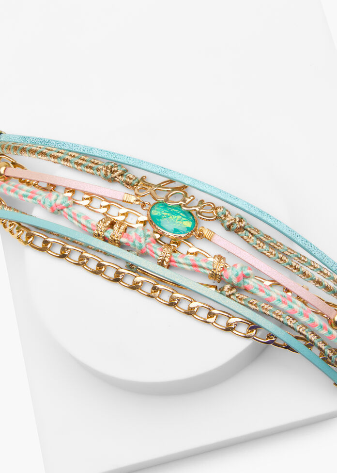 Turquoise Metallic Clasp Bracelet, , hi-res