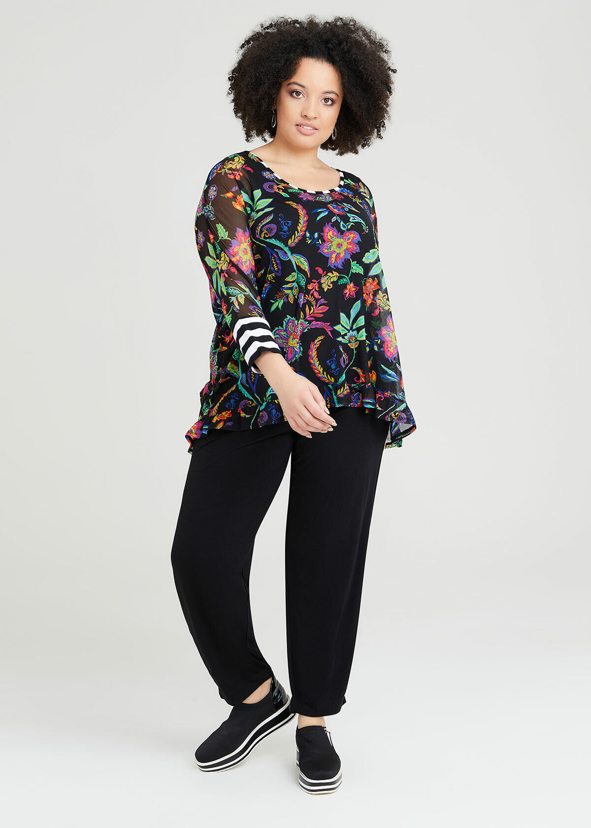 Shop Plus Size Mesh Floral Days Top in Multi Taking Shape AU