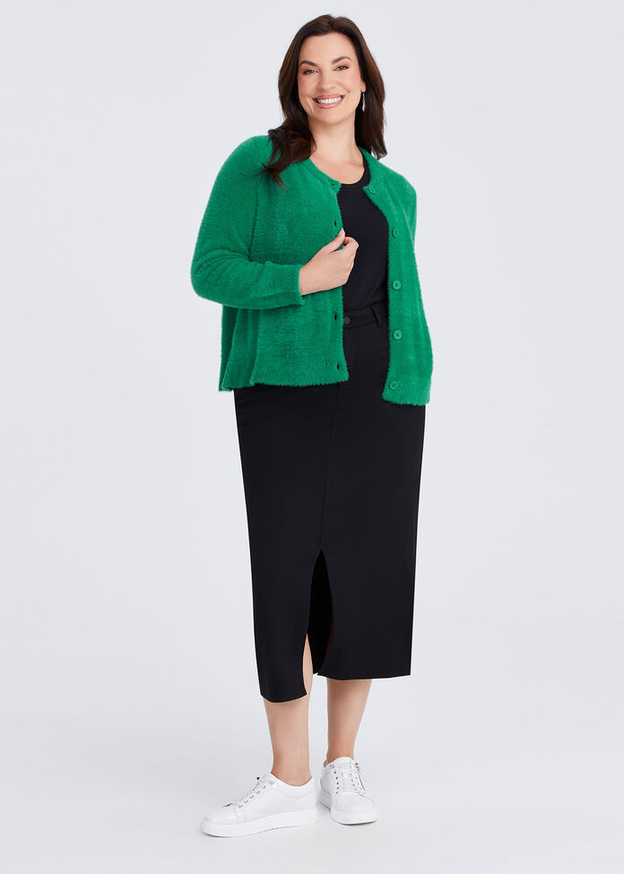 Ponte Front Split Midi Skirt, , hi-res