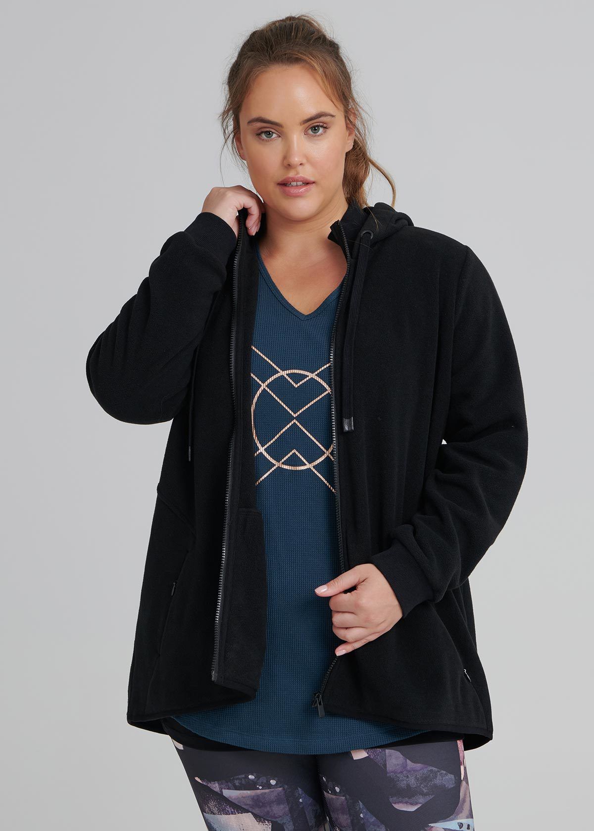 Shop Plus Size Polar Fleece Active Jacket in Black Taking Shape AU