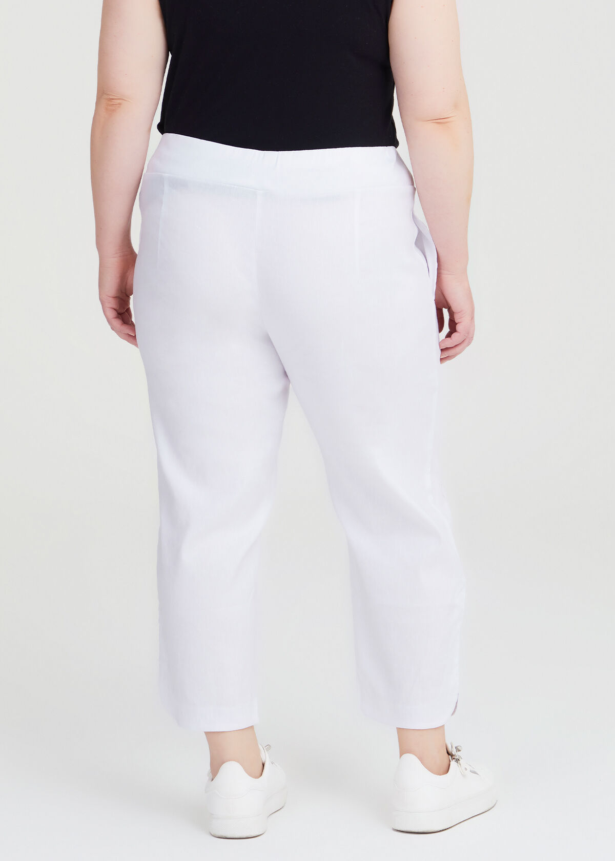 Next Petite White Linen Trousers Size 16 Inside Leg 28