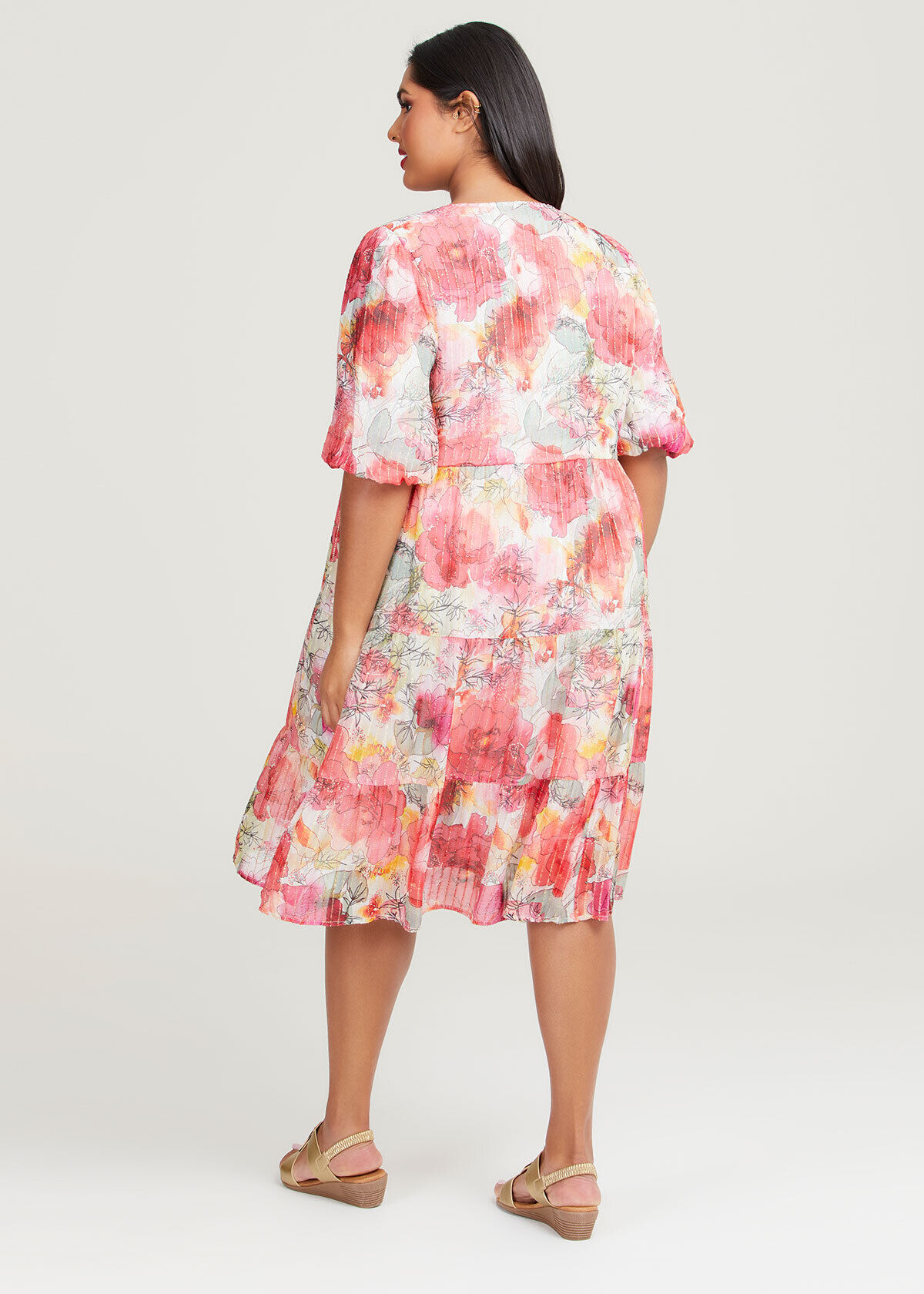 Shop Plus Size Natural Floral Oasis Dress in Multi Taking Shape AU