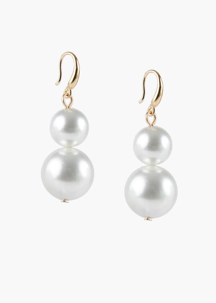 Double Pearl Earrings, , hi-res
