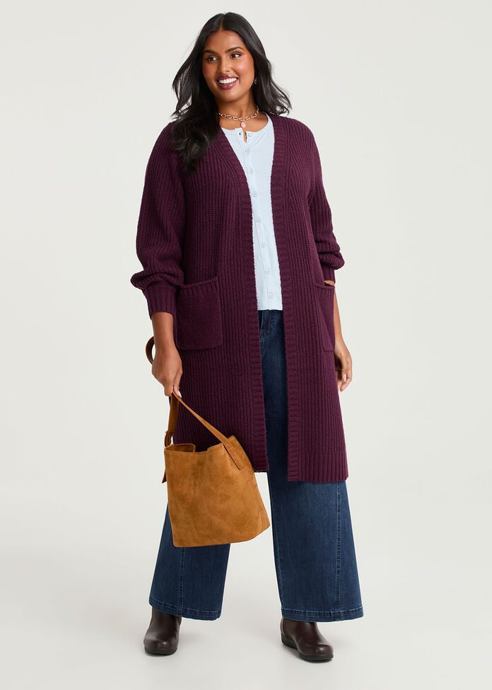 Australian Wool Blend Cardigan, SKY BLUE MARLE, hi-res