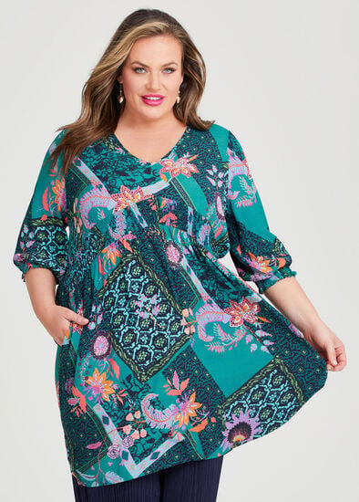 Plus Size Patchwork Natural Tunic