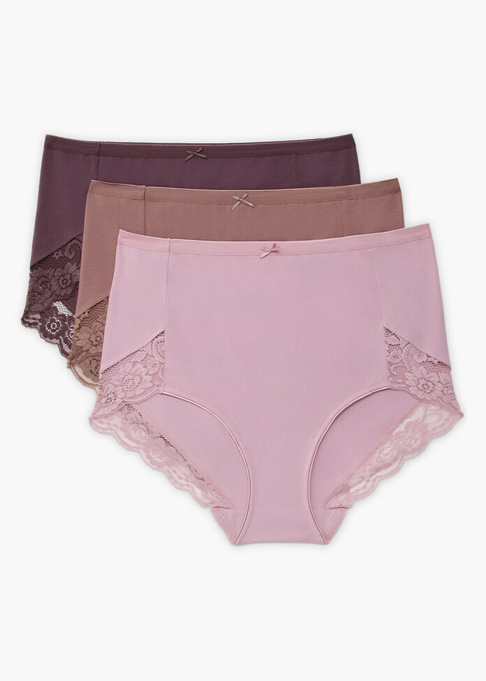 3 Pack Cotton Lace Full Briefs, , hi-res