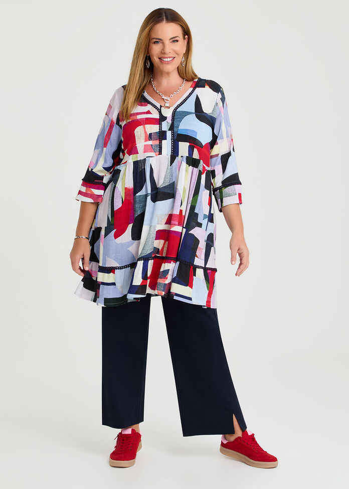 Abstract Natural Tier Tunic, , hi-res