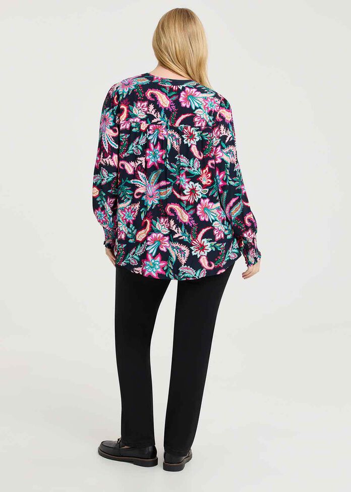 Natural Winter Bloom Button Top, , hi-res