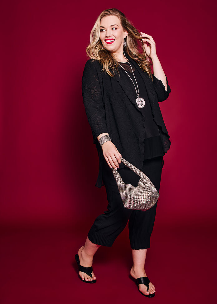 Plisse Chiffon Cardigan, , hi-res