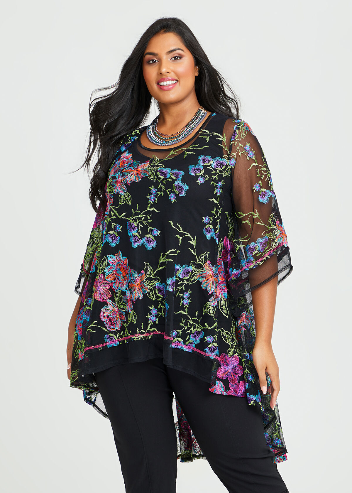 Embroidered plus sales size tops