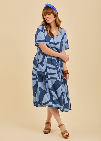Plus Size Natural Pocket Midi Dress