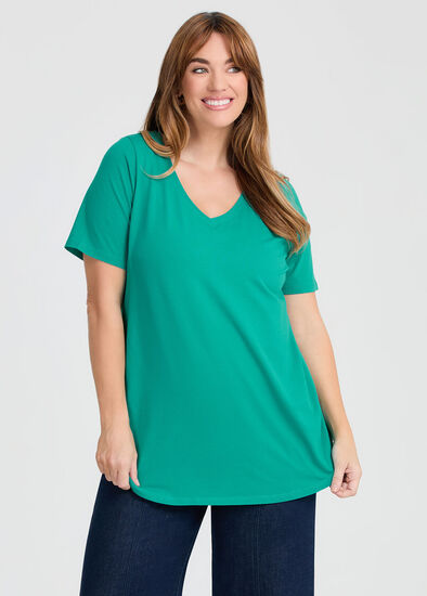Plus Size Good Earth Australian Cotton V-neck T-Shirt