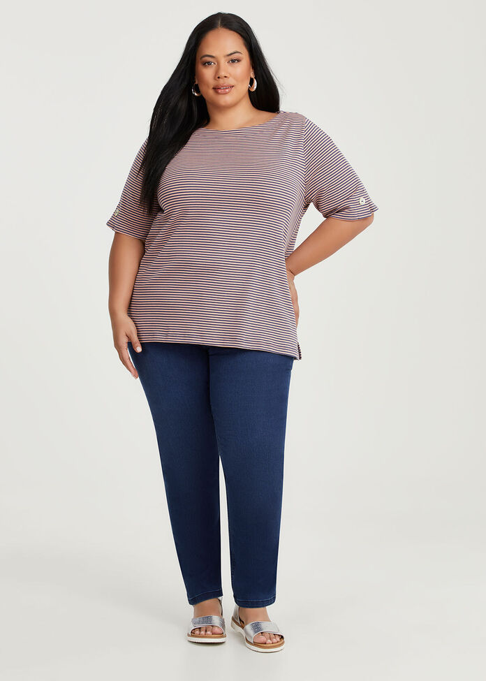Cotton Stripe T-shirt, , hi-res