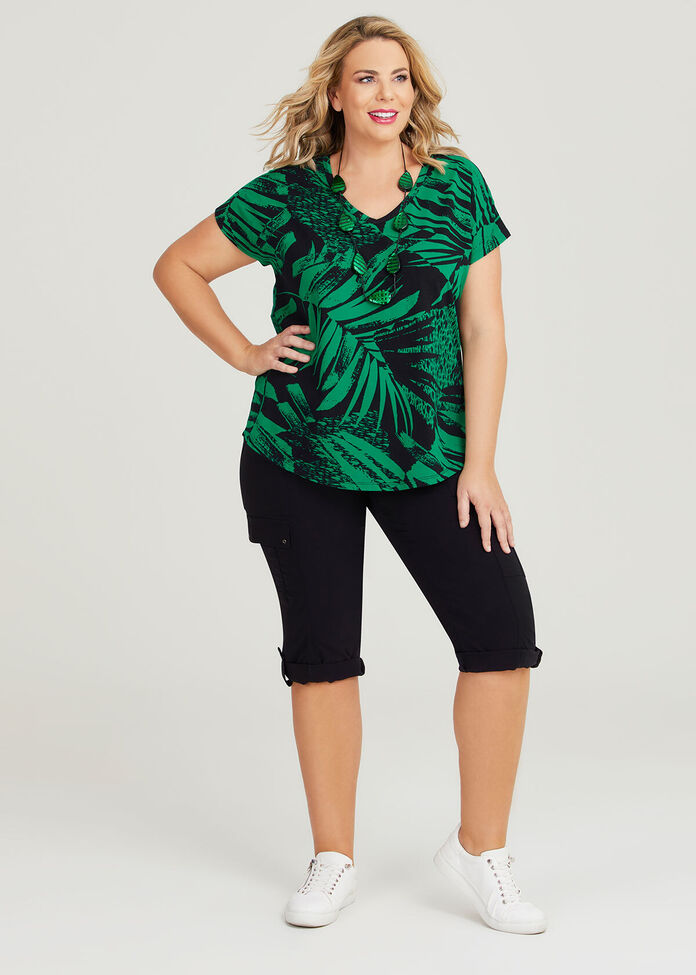 Cotton Abstract Leaf Top, , hi-res