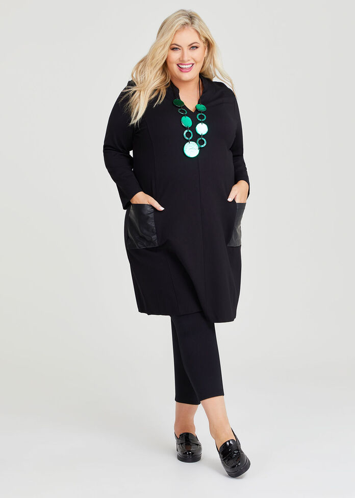 Shop Plus Size Bamboo Ponte Pocket Shift Dress in Black | Taking Shape AU