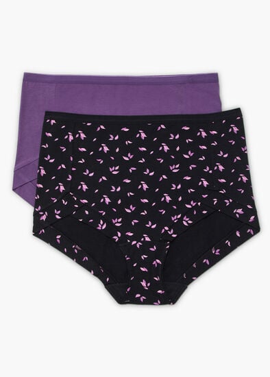Plus Size 2 Pack Bamboo Ditsy Briefs