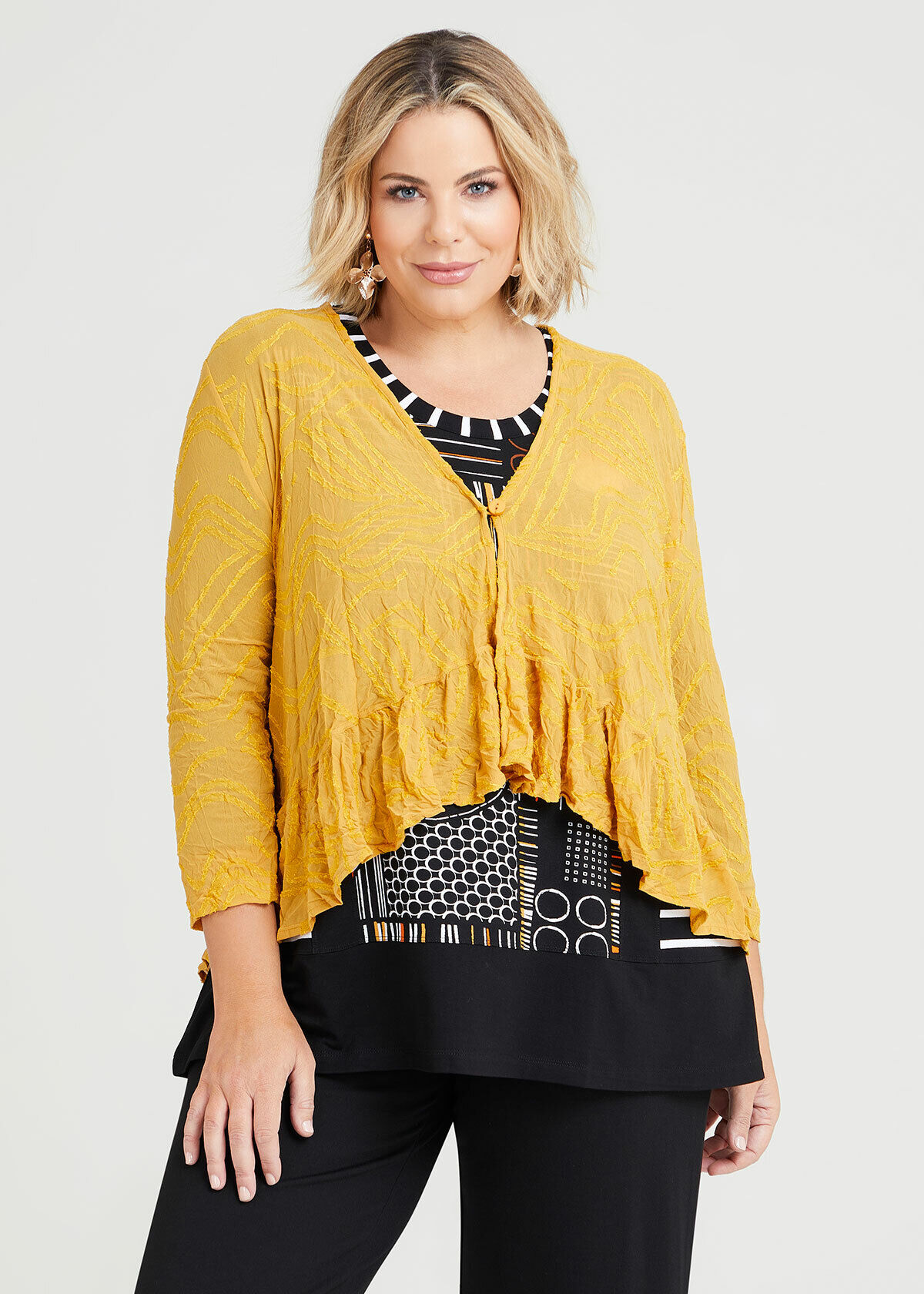 Plus size mustard cardigan top