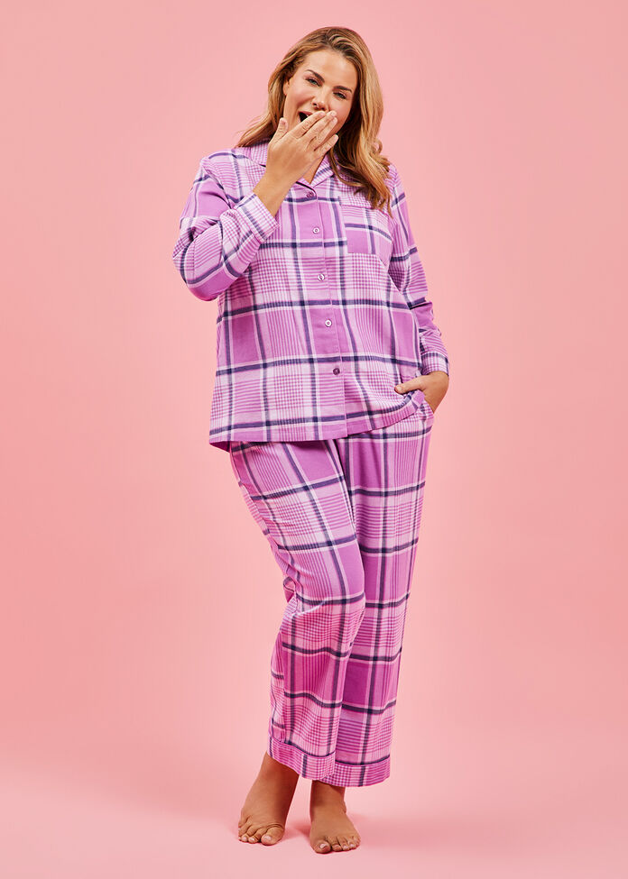 Plus Size Purple Flannelette Check Pyjama Pant Taking Shape AU - Main Image