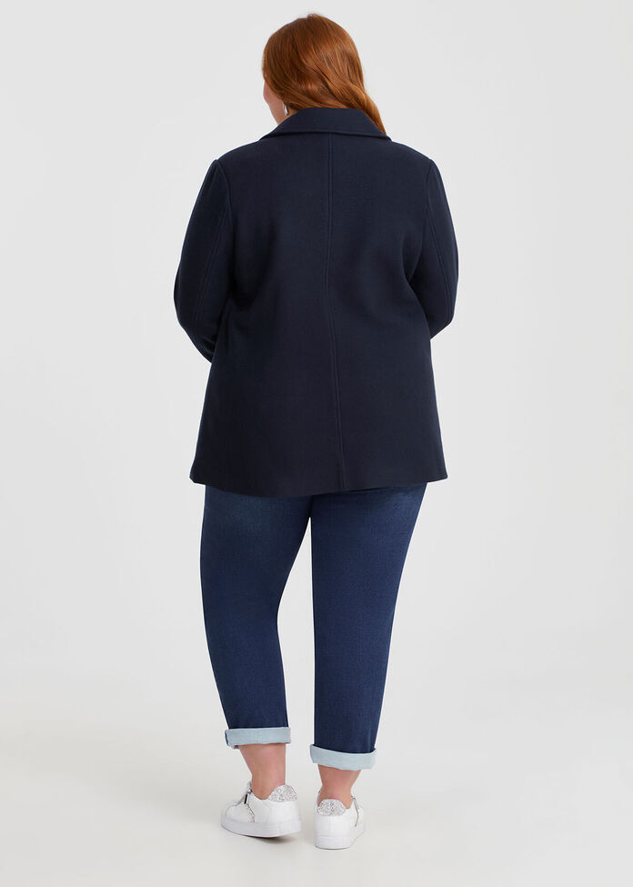 Shop Plus Size Wool Blend Peacoat Jacket, Navy Taking Shape AU