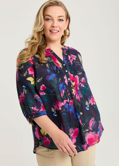 Plus Size Cotton Bloomfield Pintuck Top